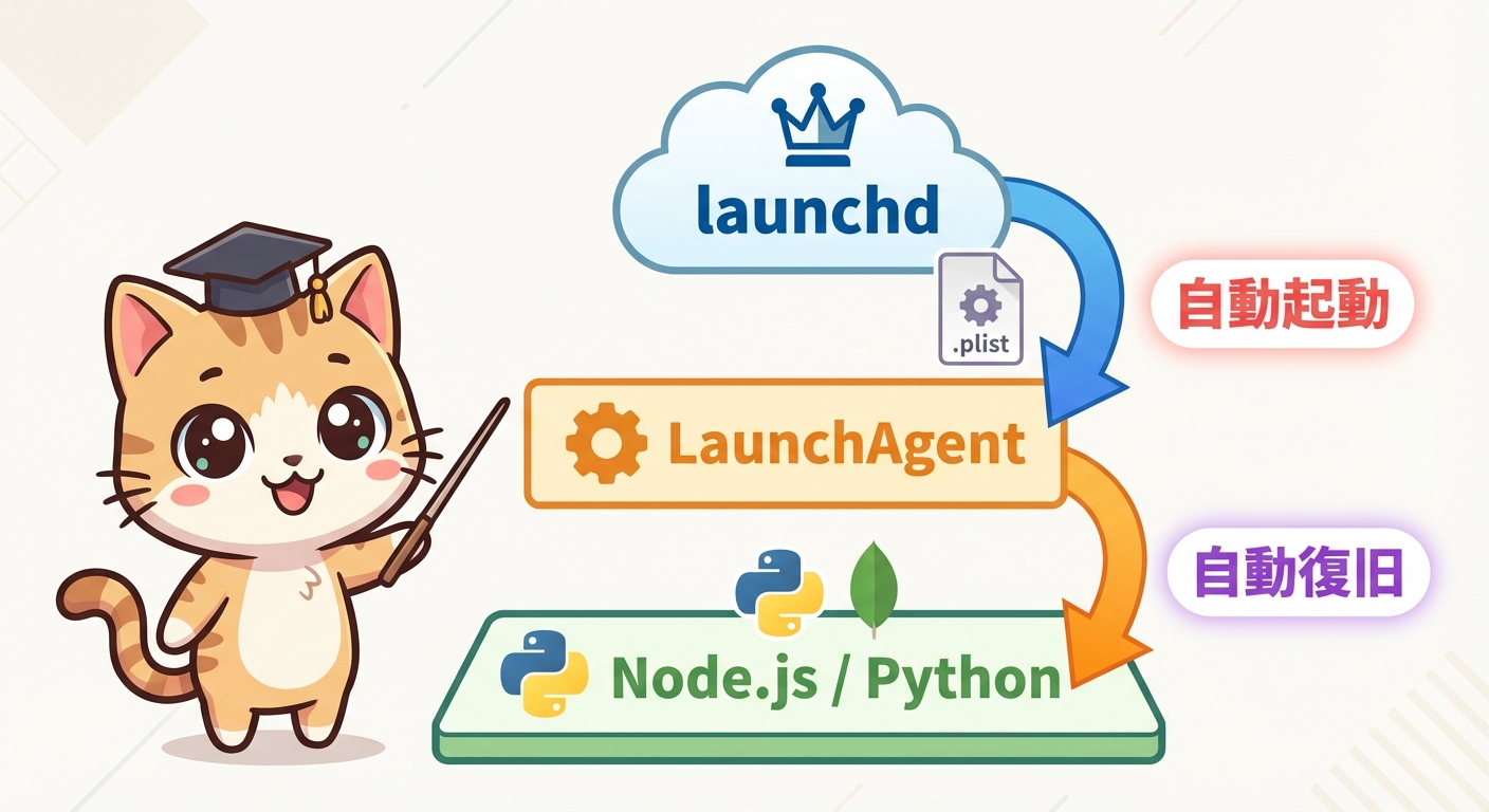 macOS LaunchAgentのアーキテクチャ図解