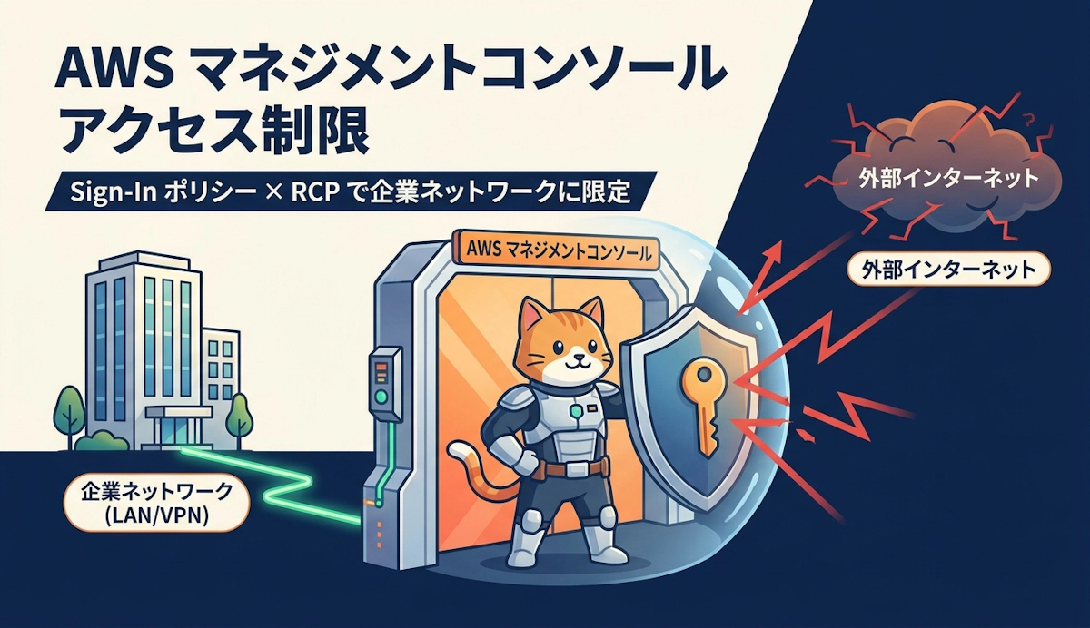 AWS Sign-In のリソースベースポリシーと RCP でマネジメントコンソールへのアクセスを企業ネットワークに限定する