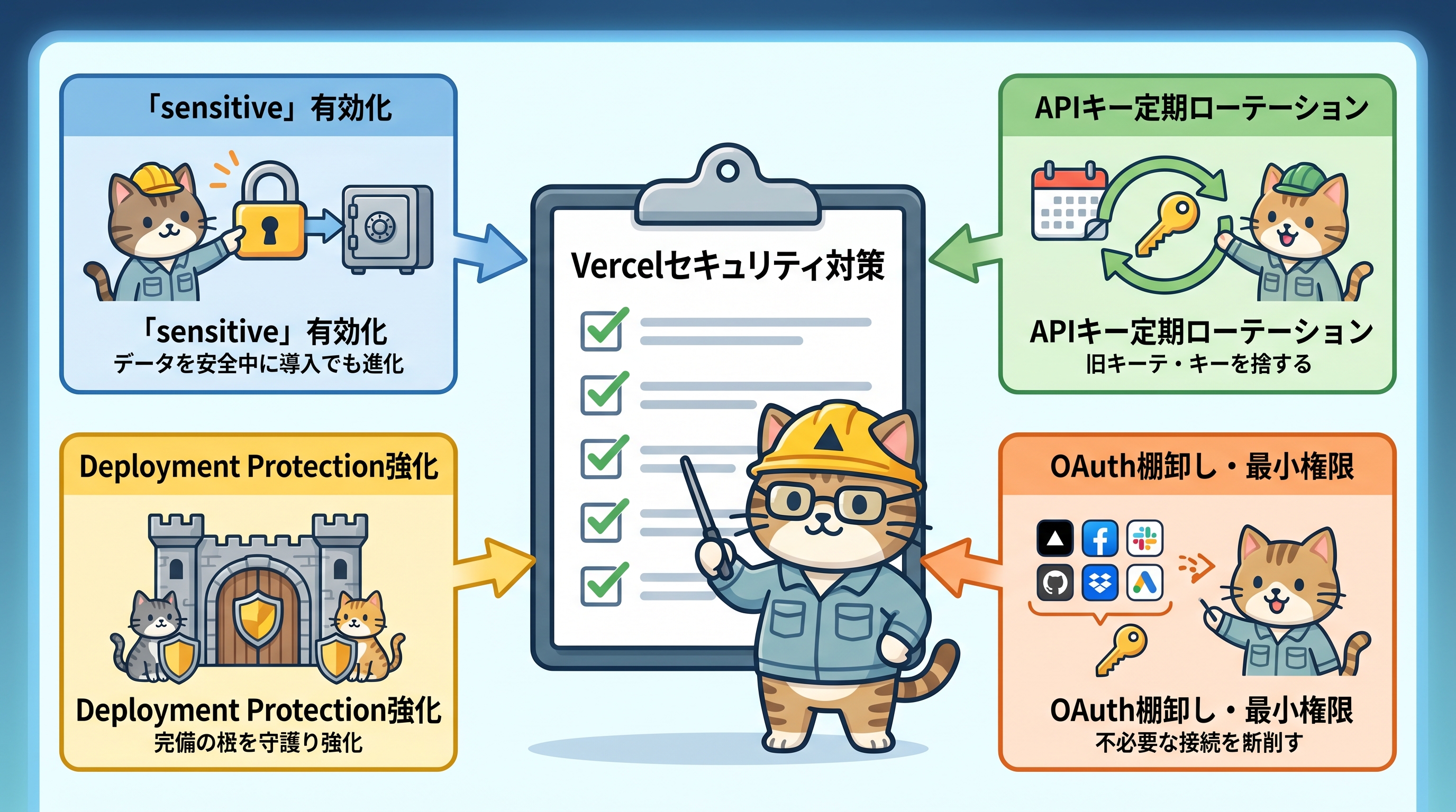 Vercelのセキュリティ対策チェックリスト sensitive環境変数・ローテーション・Deployment Protection