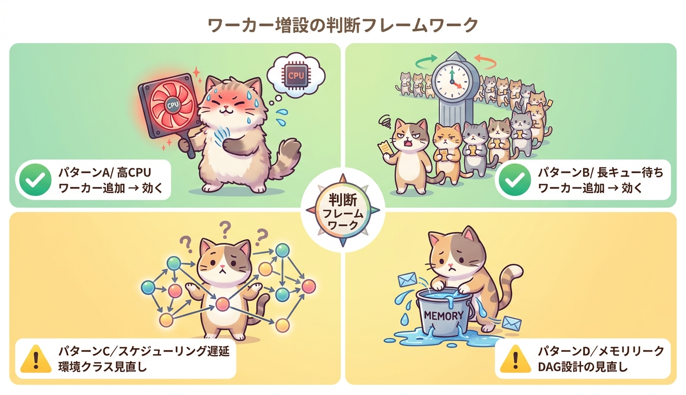 ワーカー増設の判断フレームワーク 4パターン