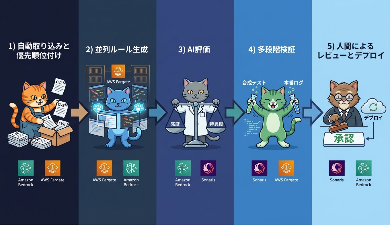 RuleForgeの5段階パイプライン全体像