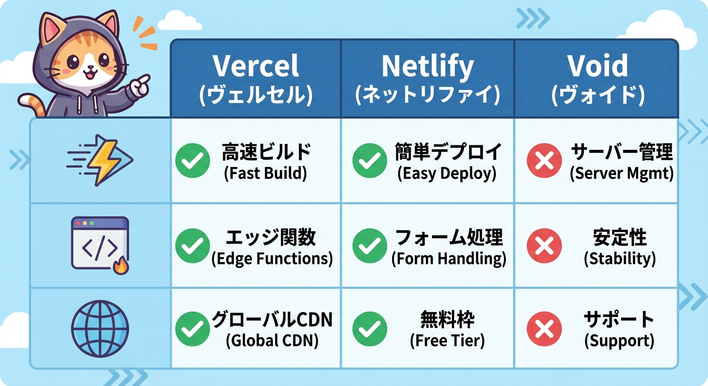 デプロイプラットフォーム比較のインフォグラフィック