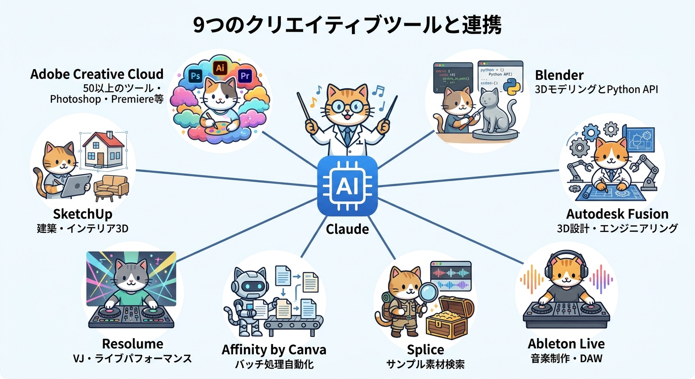 Claude Creative Tools コネクタ 9ツール一覧