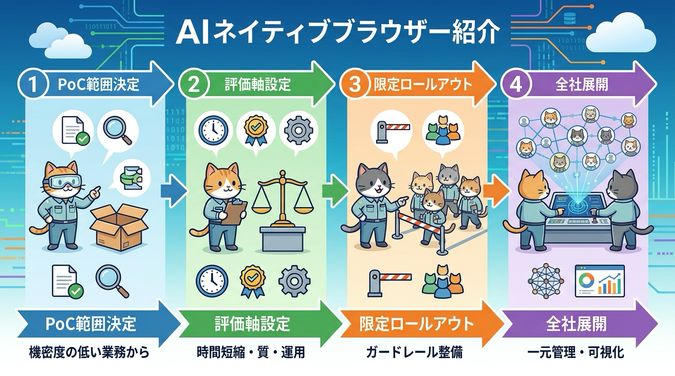 AIネイティブブラウザをPoCから全社展開まで進める4ステップ