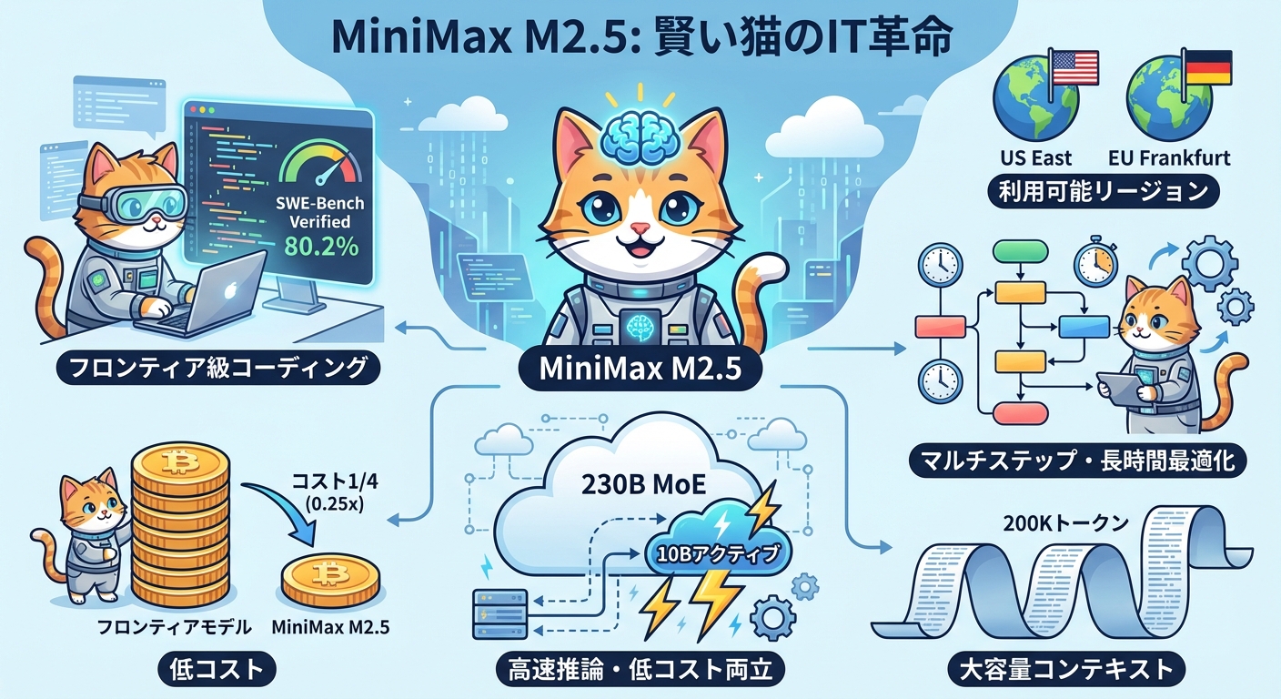 MiniMax M2.5 特徴インフォグラフィック