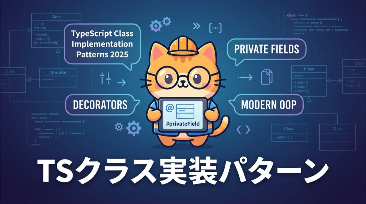 TypeScriptのclass実装パターン2025 - 標準デコレータとプライベートフィールドを活用したモダンなオブジェクト指向設計