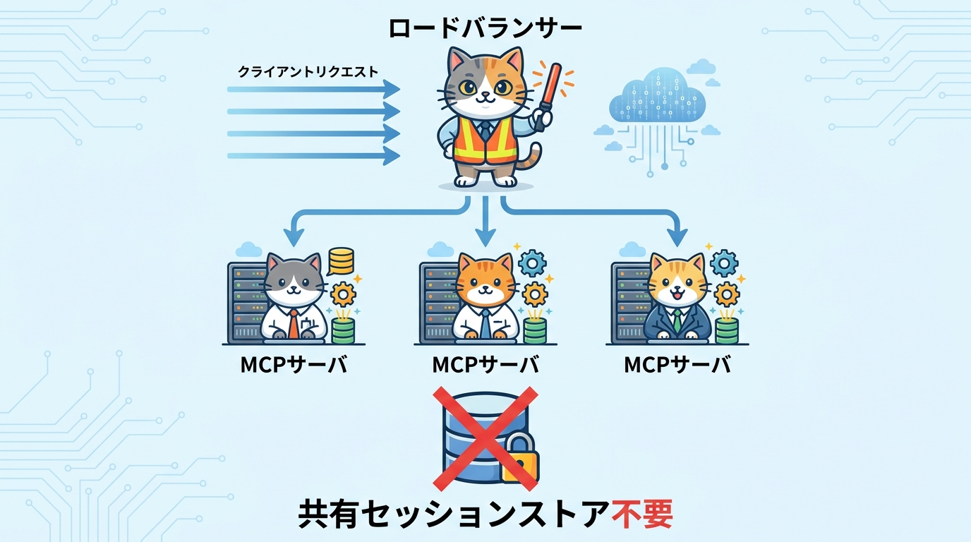 ロードバランサー配下に複数MCPサーバを並べたスケーラブル運用の構成図