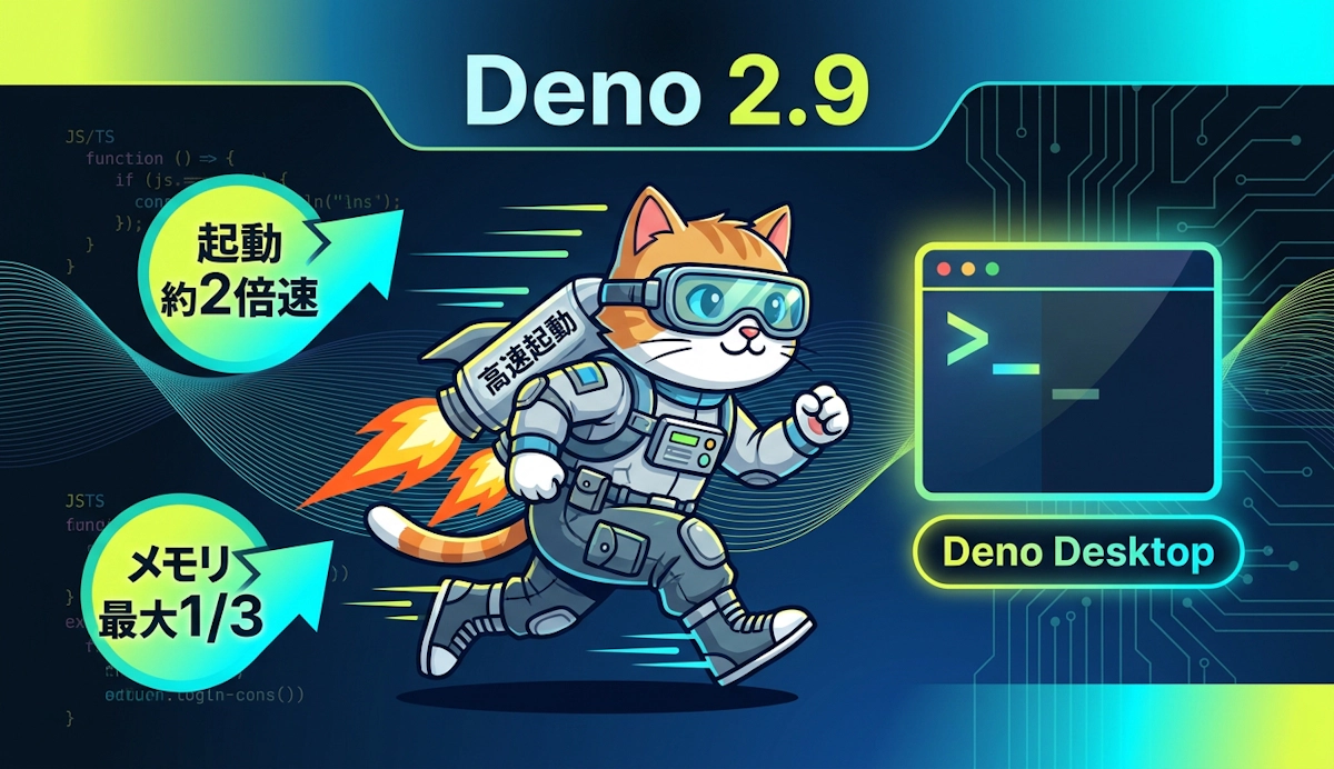 Deno 2.9徹底解説 起動約2倍速・メモリ最大3分の1とDeno Desktopで広がるTypeScript開発