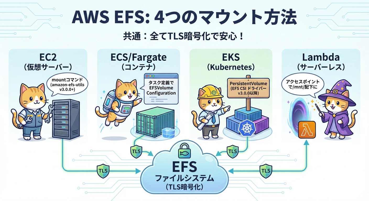 各コンピューティング環境へのマウント方式