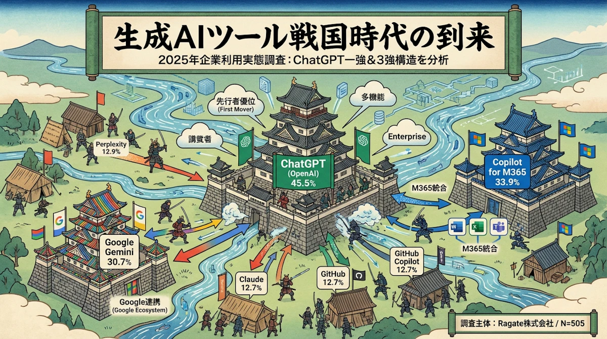 【2025年調査】ChatGPT vs Gemini vs Copilot｜企業が選ぶ生成AIツールの決め手とは