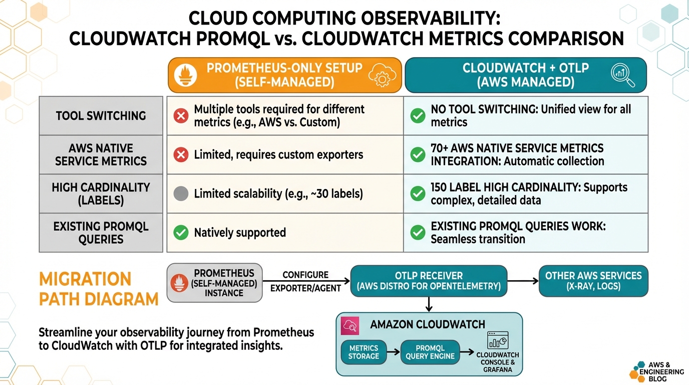 PromQLによる時系列メトリクスの柔軟な検索・集計とCloudWatchでのPromQLクエリのイメージ図