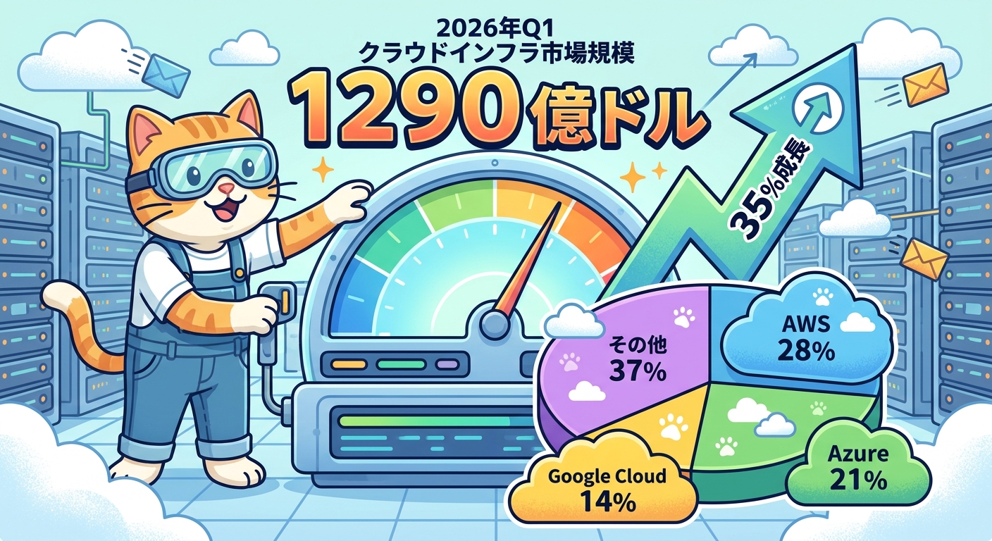 2026年Q1クラウドインフラ市場規模と成長率を示すインフォグラフィック
