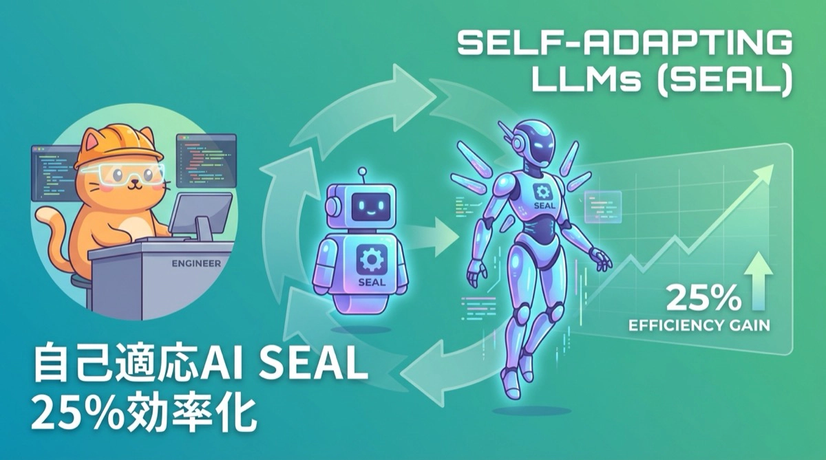 サーバーレス時代の自己適応AI「Self-Adapting LLMs(SEAL)」、25%効率化を実現する新技術