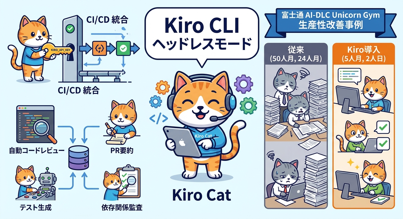 Kiro CLIのヘッドレスモードによるCI/CDパイプライン統合フロー