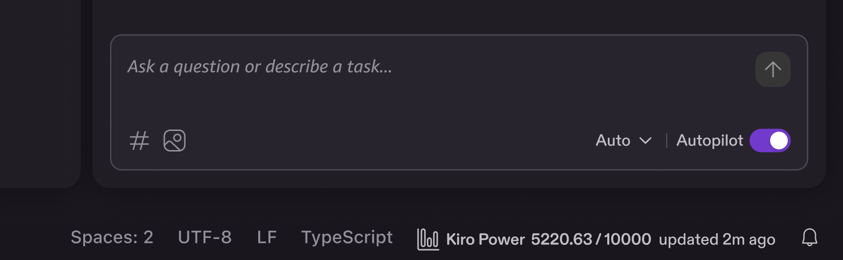Kiro は通知バーに消費したクレジット数を表示するようになり、月間制限に対する進捗状況を簡単に確認できる