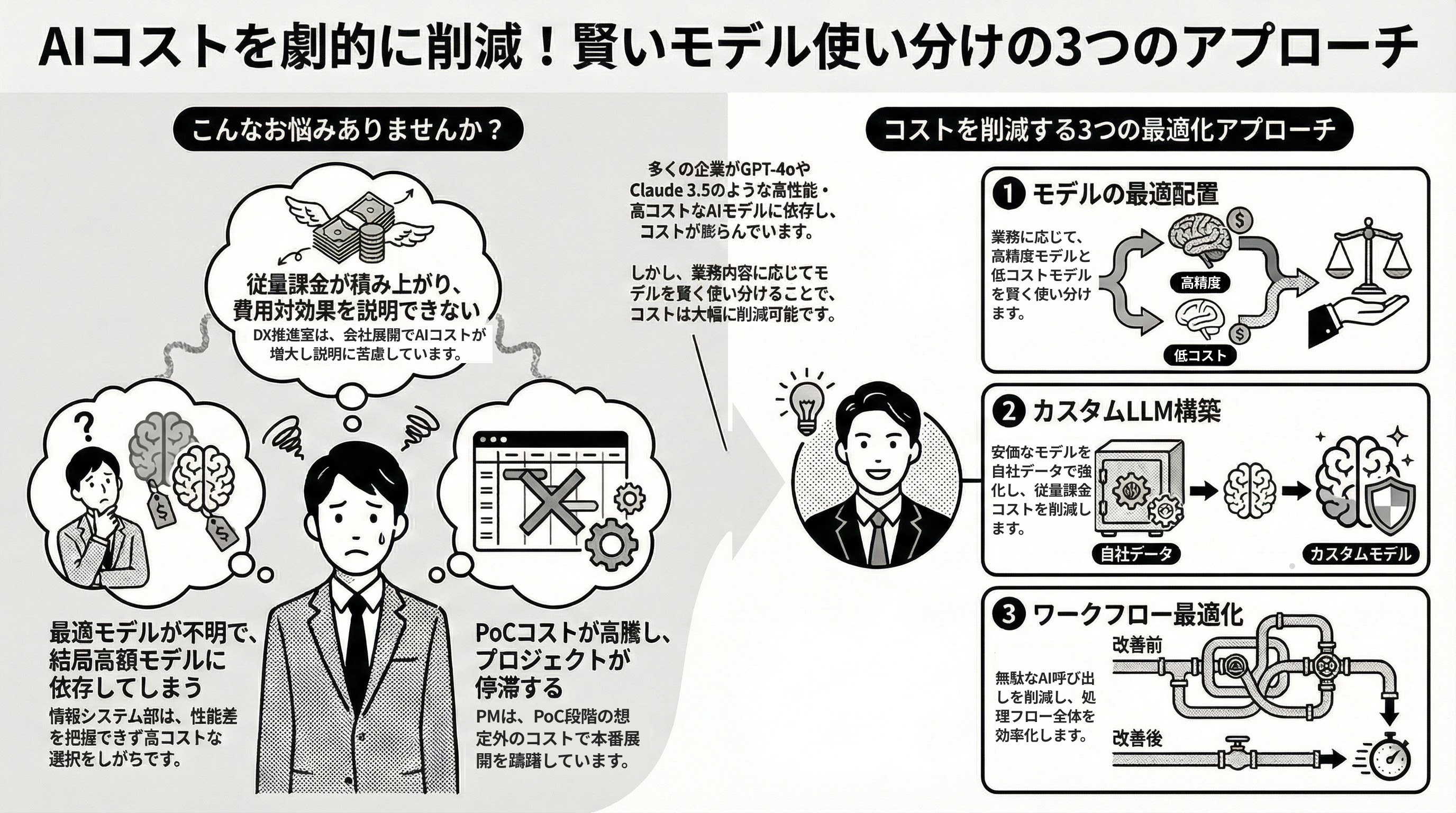 高いAIモデルに頼りすぎていませんか？LLMコスト最適化支援