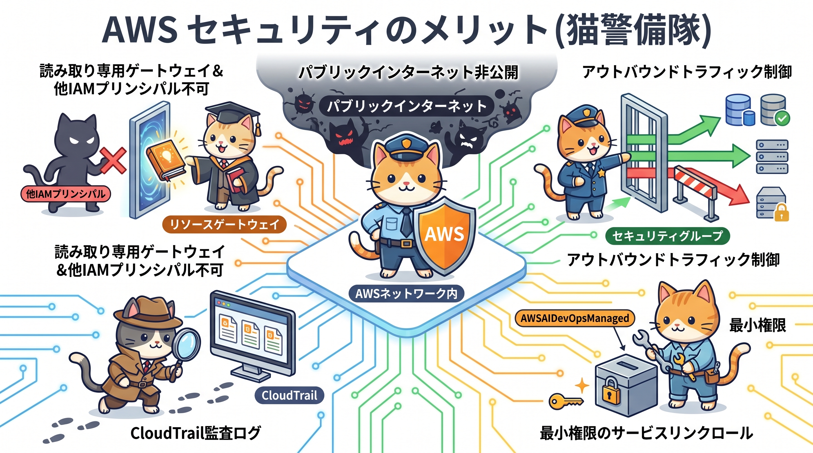 VPCプライベート接続セキュリティレイヤー図