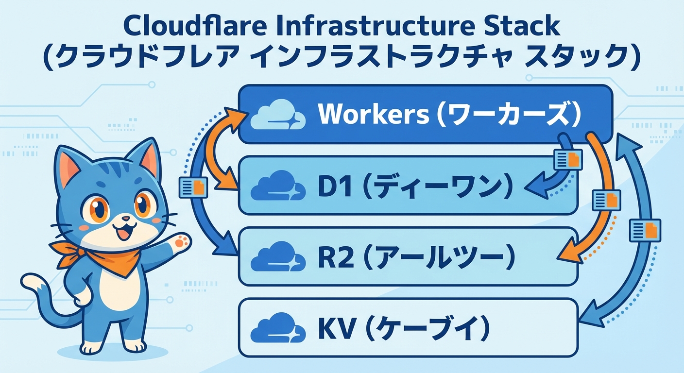 Cloudflareインフラストラクチャの構成図