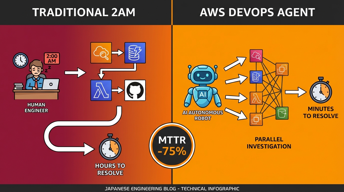 AWS DevOps Agentの自律的インシデント対応フロー——アラーム検知から根本原因特定まで