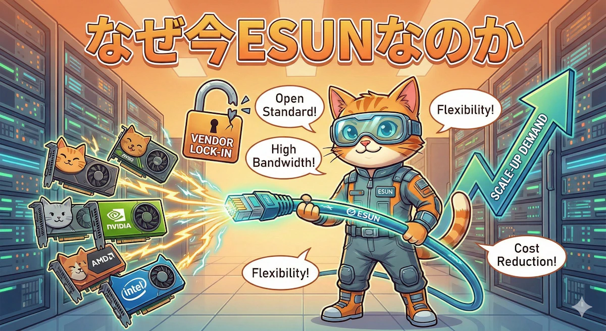 AIデータセンターの新標準「ESUN」がNVIDIA支配を揺るがす？技術者が知っておくべき3つのポイント