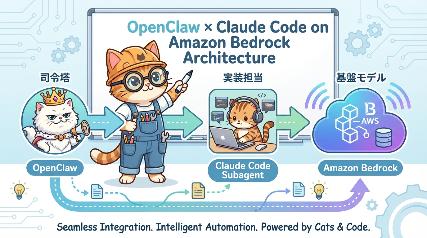 OpenClaw × Claude Code on Amazon Bedrockのアーキテクチャ概念図