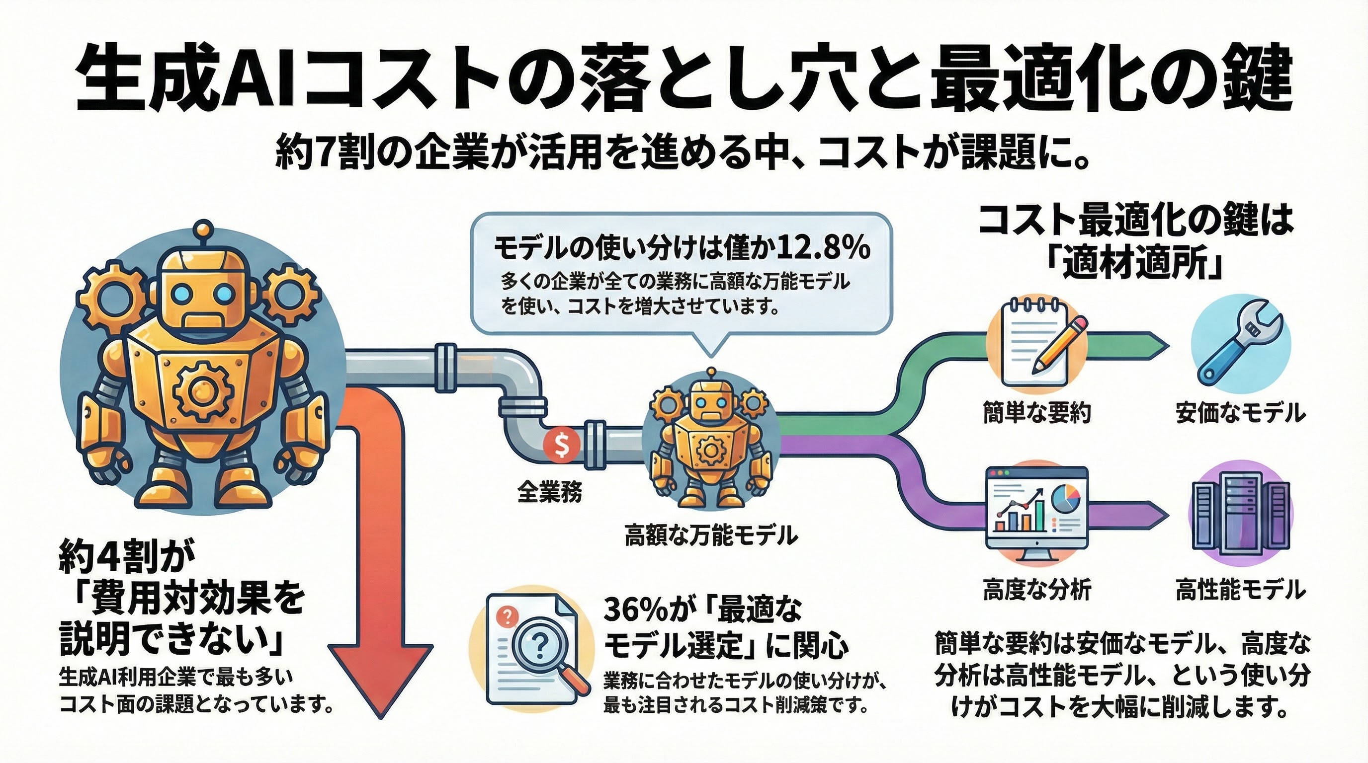 【2025年調査】生成AIコストに悩む企業の実態｜約半数が「費用対効果の説明困難」、モデル使い分けが鍵に