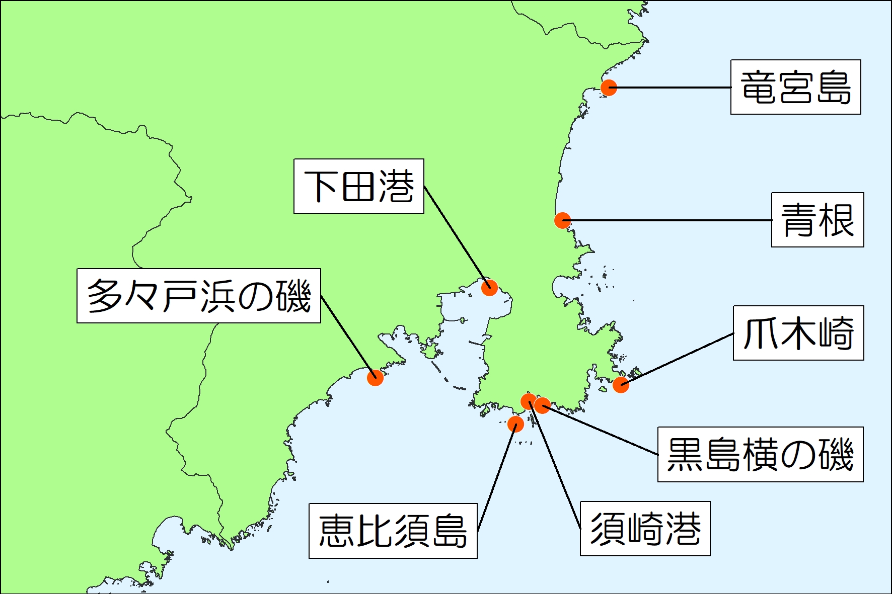 東伊豆釣り場紹介～下田市エリア～位置図