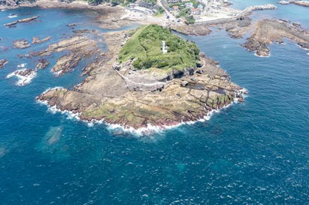 ～東伊豆の釣り場案内　下田市エリア　～　恵比須島（えびすじま）空撮写真