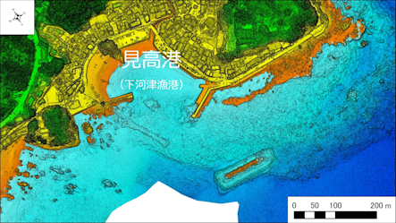 ～東伊豆の釣り場案内　河津町エリア　～　　見高港（みたかこう）海底地形図　水深段彩図