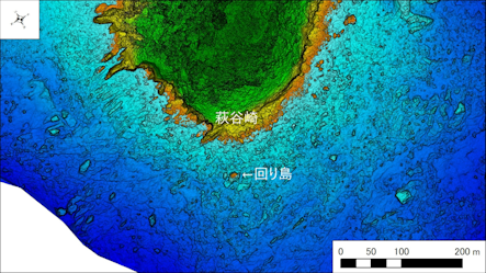 南伊豆釣り場紹介~松崎町エリア~ 萩谷崎(はぎやざき)海底地形図 水深段彩図