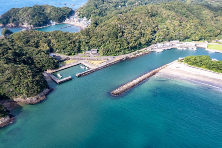 南伊豆釣り場紹介~南伊豆町エリア~ 弓ヶ浜(ゆみがはま)河口付近 空撮写真