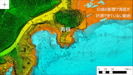 ～東伊豆の釣り場案内　下田市エリア　～　青根（あおね）海底地形図　水深段彩図