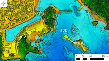 西伊豆釣り場紹介~西伊豆町エリア~ オンビ(おんび)海底地形図 水深段彩図