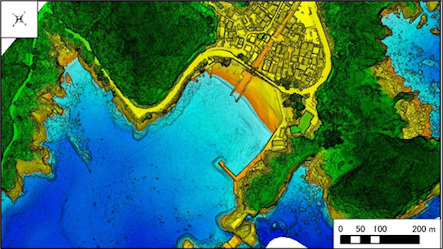 南伊豆釣り場紹介~松崎町エリア~ 雲見港(くもみこう)海底地形図 水深段彩図