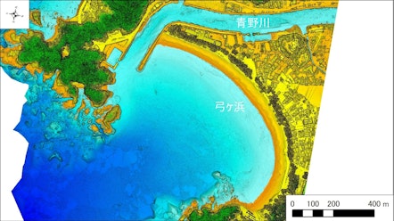 南伊豆の釣り場案内~南伊豆町エリア~ 弓ヶ浜(ゆみがはま)海底地形図 水深段彩図