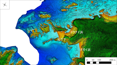 南伊豆の釣り場案内~南伊豆町エリア~ 松ケ下(まつがした)海底地形図 水深段彩図