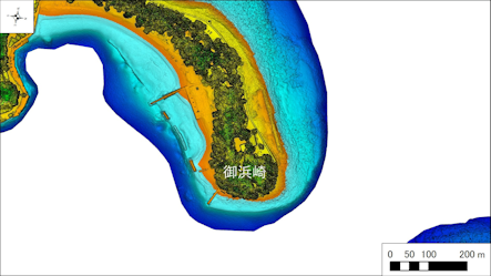 西伊豆釣り場紹介~沼津市エリア~ 御浜崎(みはまざき)海底地形図 水深段彩図