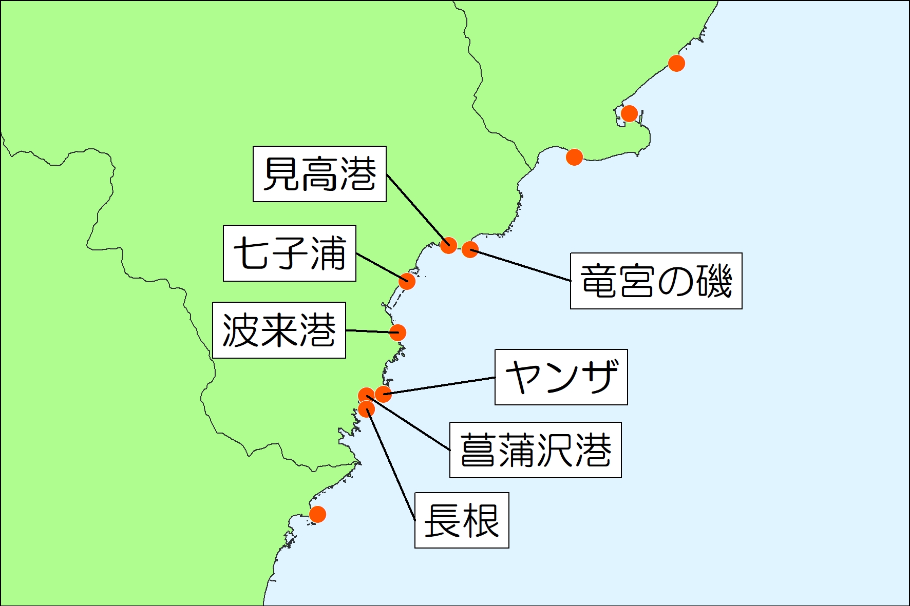 東伊豆釣り場紹介～河津町エリア～位置図