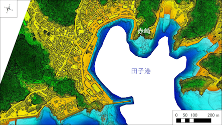 西伊豆釣り場紹介~西伊豆町エリア~ 田子港(たごこう)海底地形図 水深段彩図