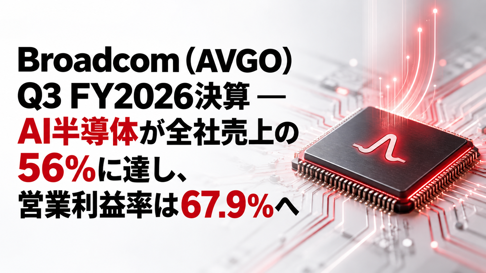Broadcom（AVGO）Q3 FY2026決算 ― AI半導体が全社売上の56%に達し、営業利益率は67.9%へ