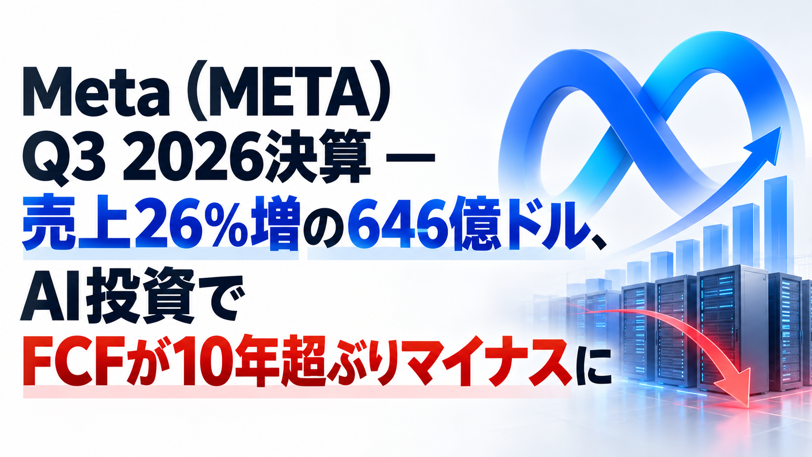 Meta（META）Q3 2026決算 ― 売上26%増の646億ドル、AI投資でFCFが10年超ぶりマイナスに