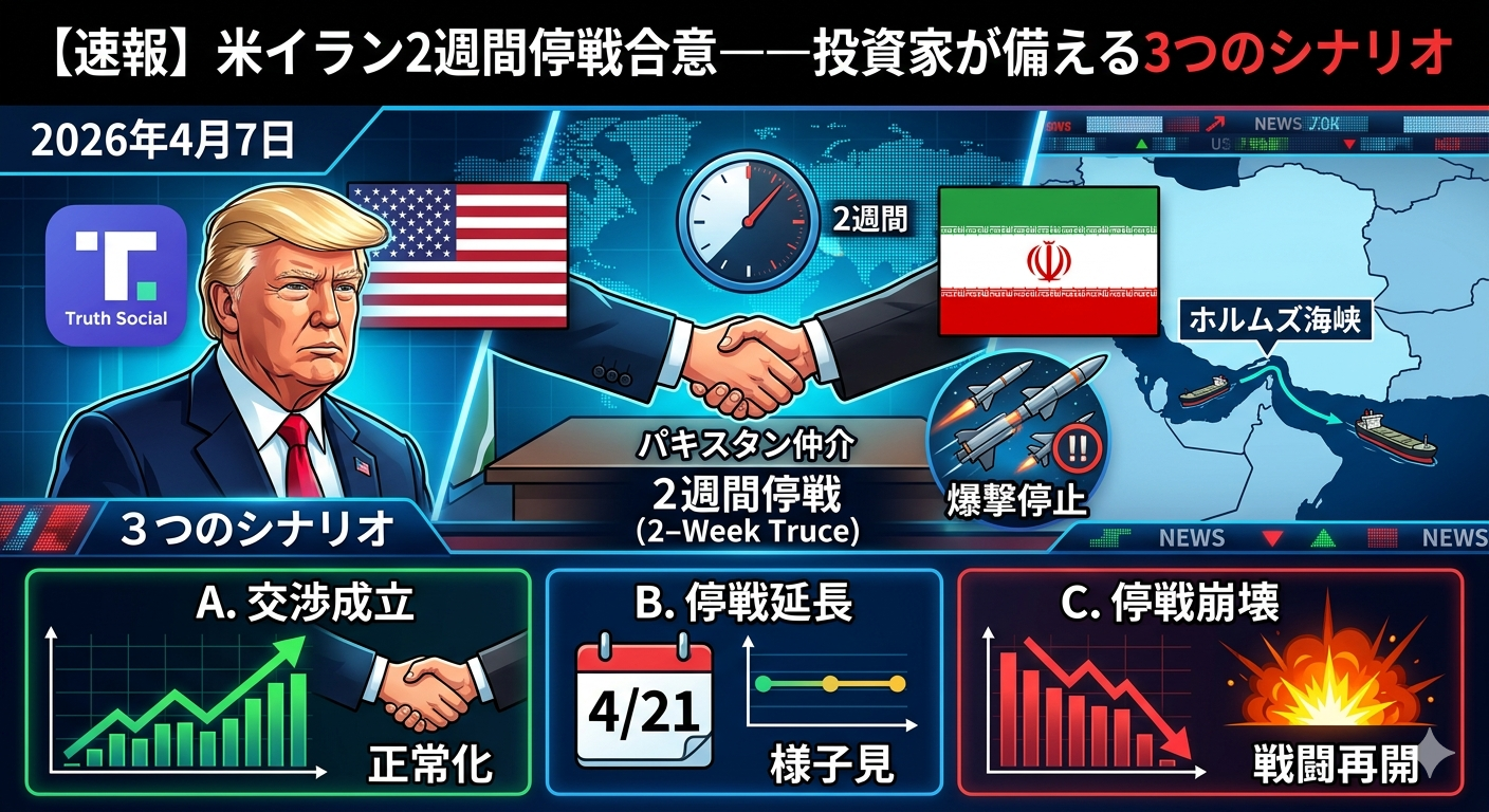 【速報】米イラン2週間停戦に合意――投資家が備える3つのシナリオ