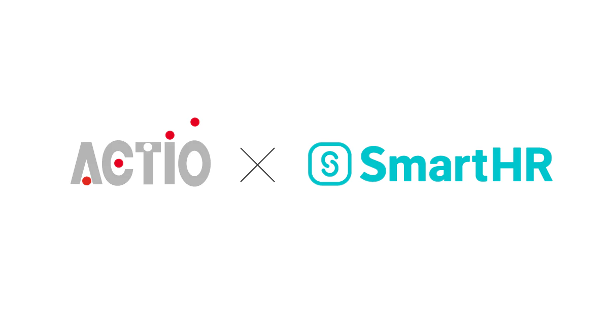 アクティオのロゴとSmartHRのロゴ。