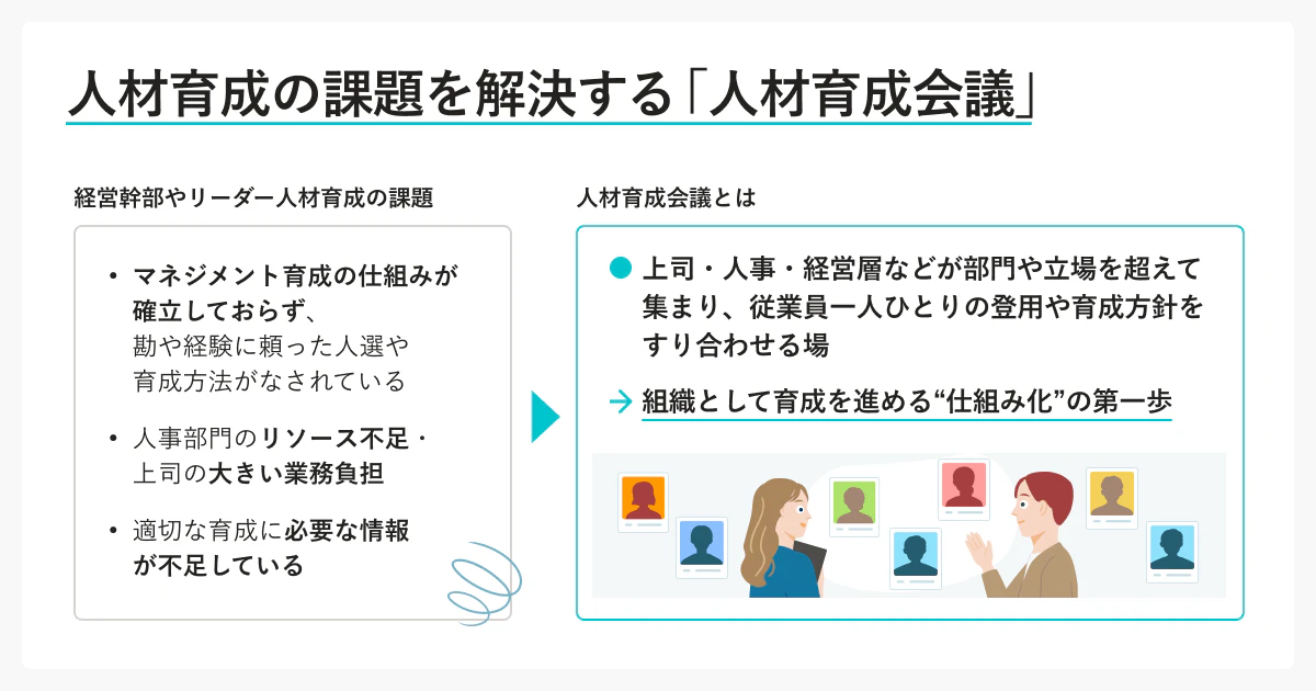 人材育成の課題を解決する「人材育成会議」とは、組織として育成を進める”仕組み化”の第一歩