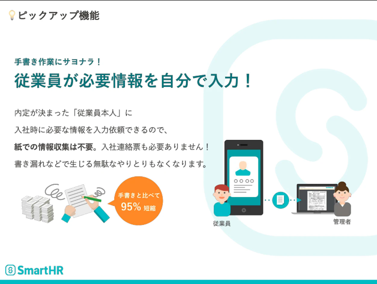 従業員が自ら情報を入力してくれるという仕組み