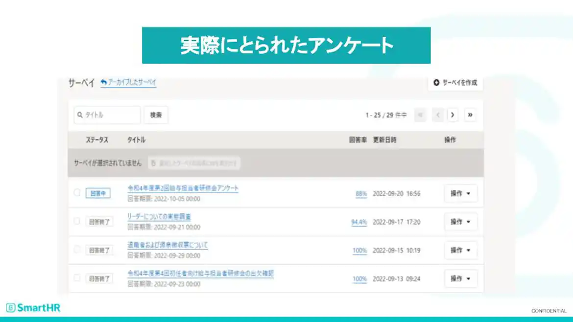 研修後実際に取られたアンケート画面。「令和4年度第2回給与担当者研修会アンケート」