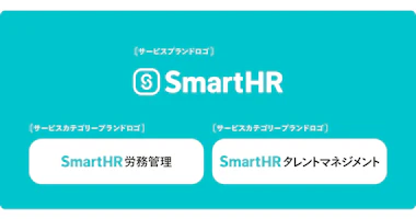 プレスリリースのアイキャッチ画像。サービスブランドロゴ「SmartHR」とサービスカテゴリーブランドロゴ「SmartHR労務管理」「SmartHRタレントマネジメント」