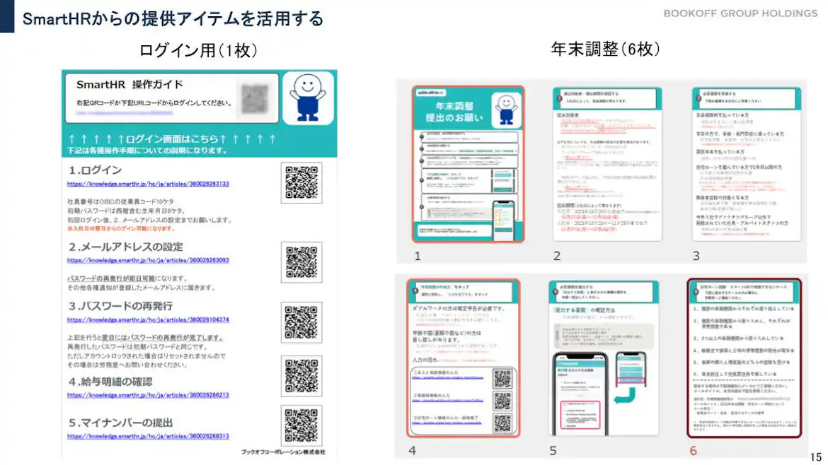 配付したログイン用、年末調整用のマニュアル
