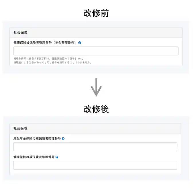 1月29日(水)より被保険者整理番号を「健康保険」と「厚生年金保険」別々に管理できるようになります