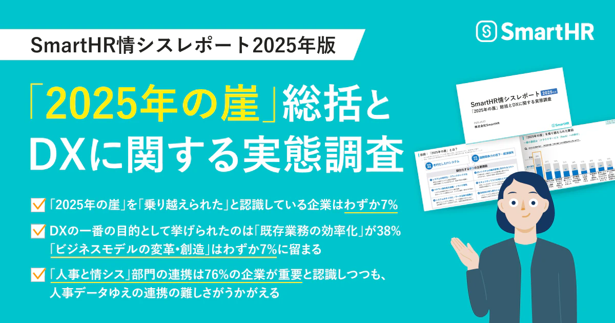 タイトルは「SmartHR情シスレポート2025年版 「2025年の崖」総括とDXに関する実態調査」。調査サマリーを記載